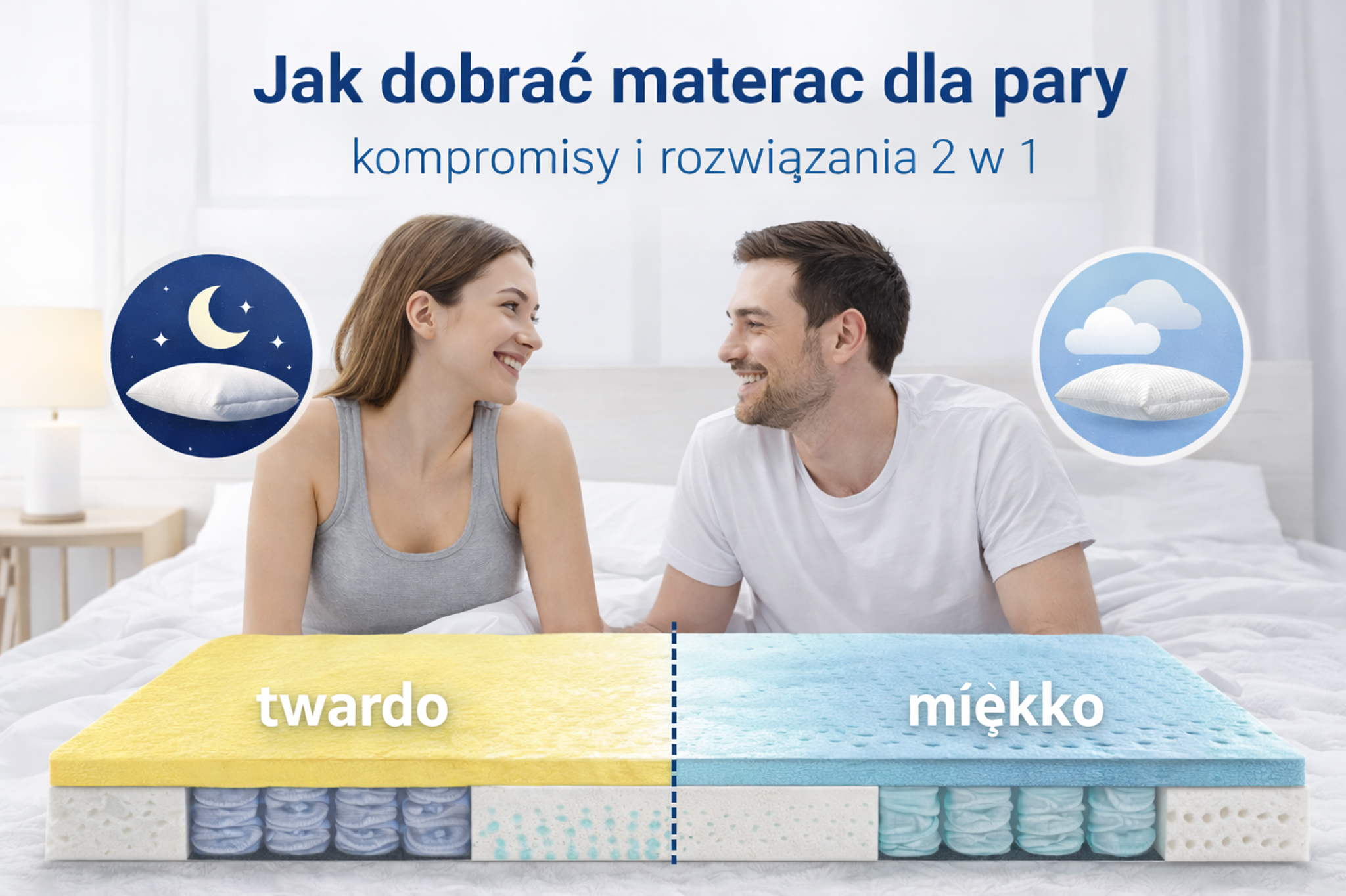 You are currently viewing Jak dobrać materac dla pary – kompromisy i rozwiązania 2 w 1