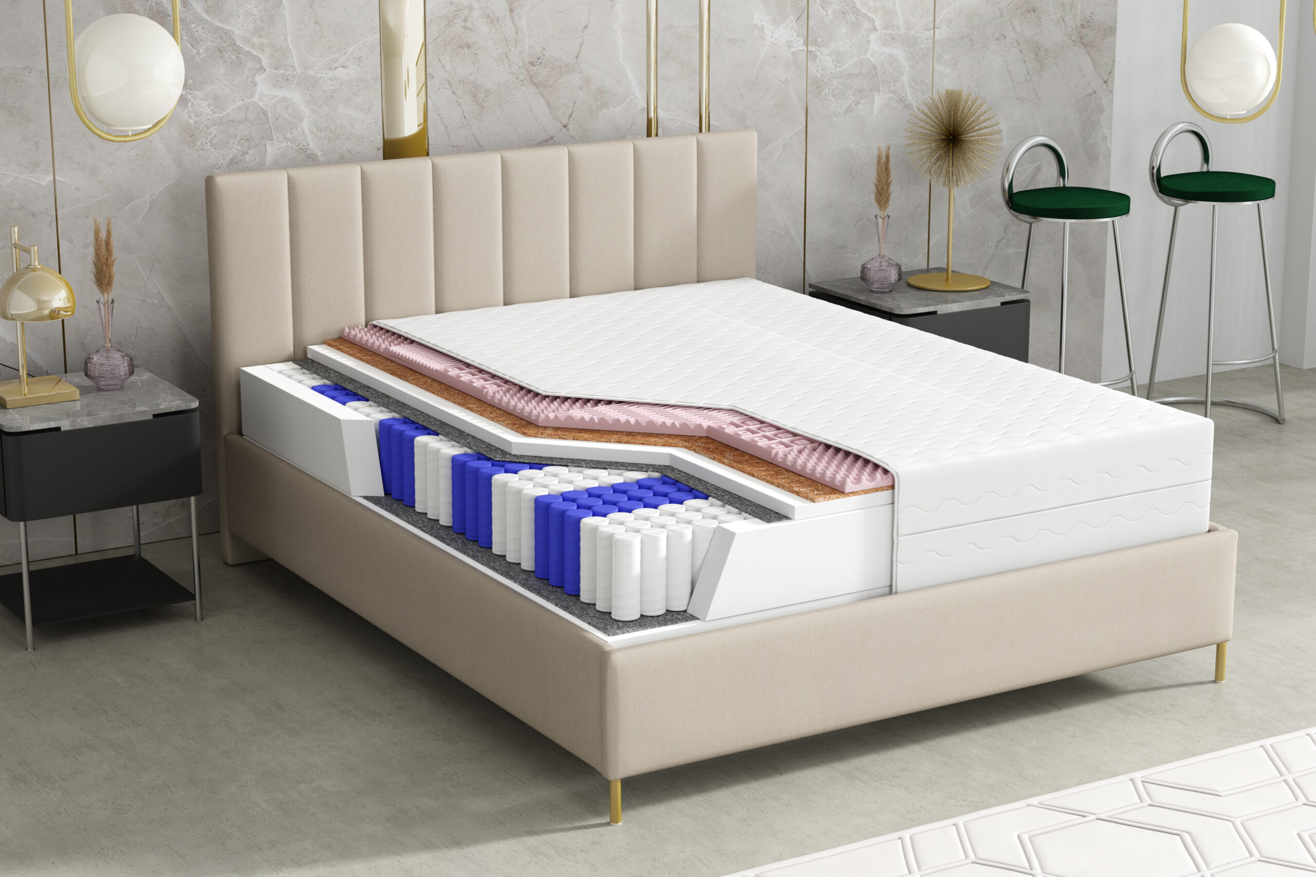 MATERAC SPRĘŻYNOWY KIESZENIOWY KDS BUBERO MASSAGE MAX 140x200x25 CM - obrazek 2