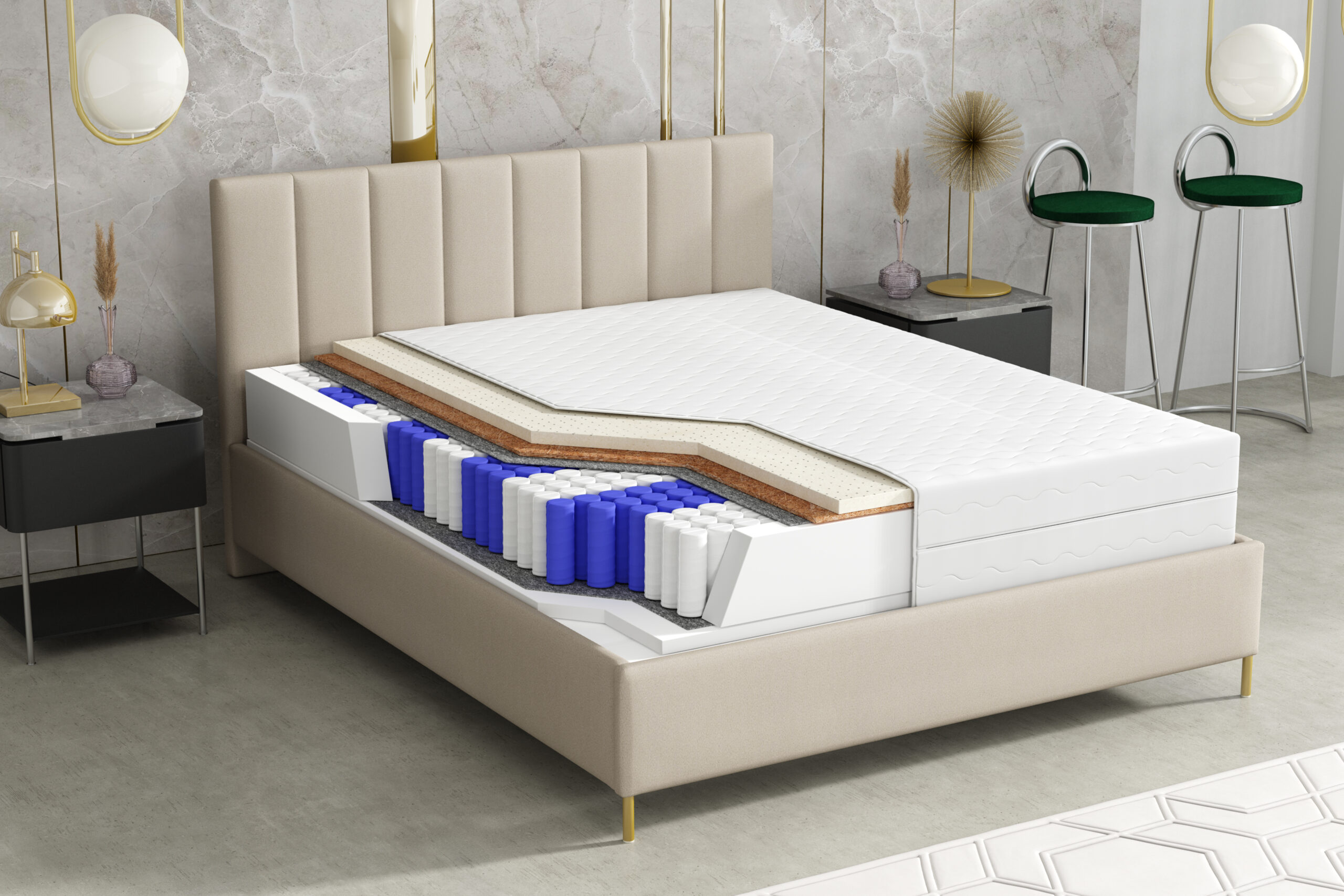 MATERAC SPRĘŻYNOWY KIESZENIOWY KDS SELEDO PLUS 140x200x19 CM - obrazek 2