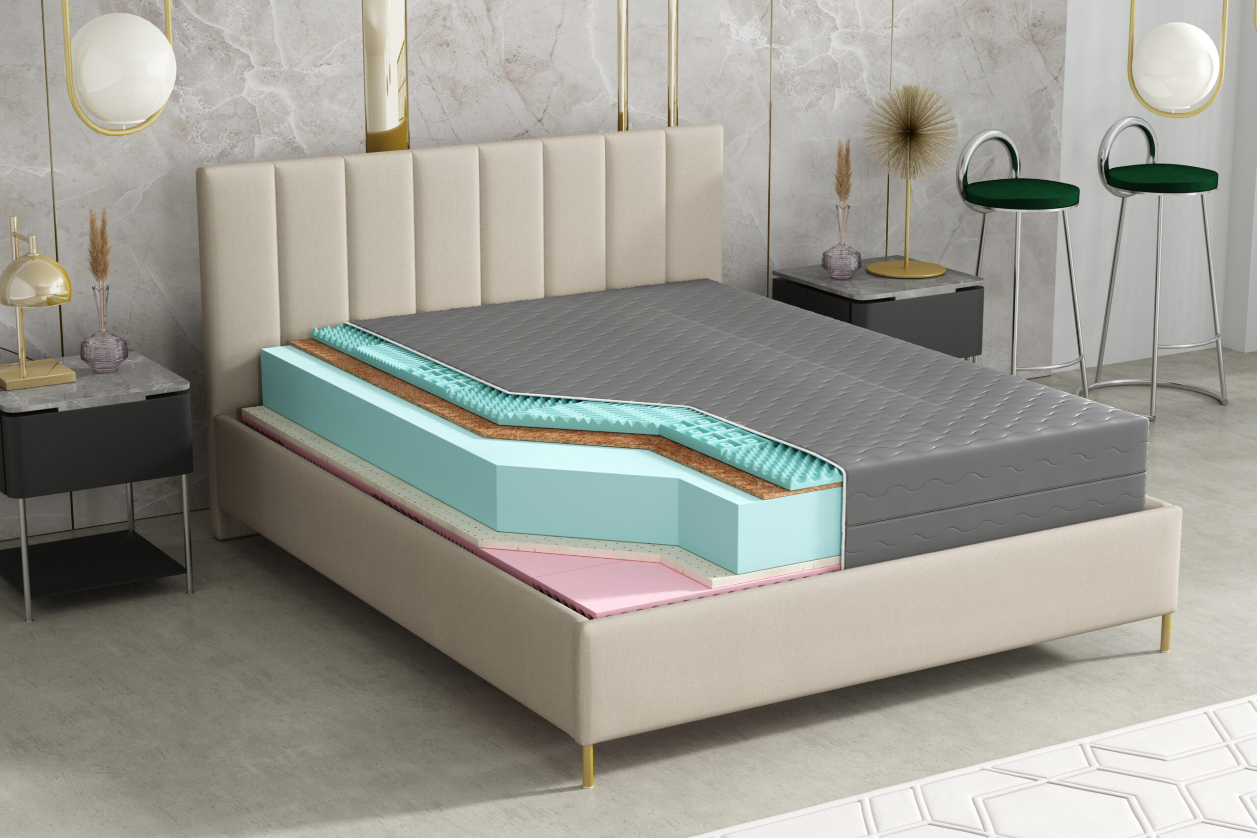 Materac Piankowy 140x200 do sypialni Laro Plus Black - obrazek 2
